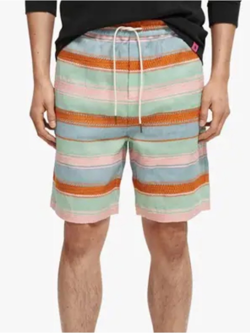 Scotch & Soda Structured Striped Linen-Blend Drawstring Shorts
 Medium